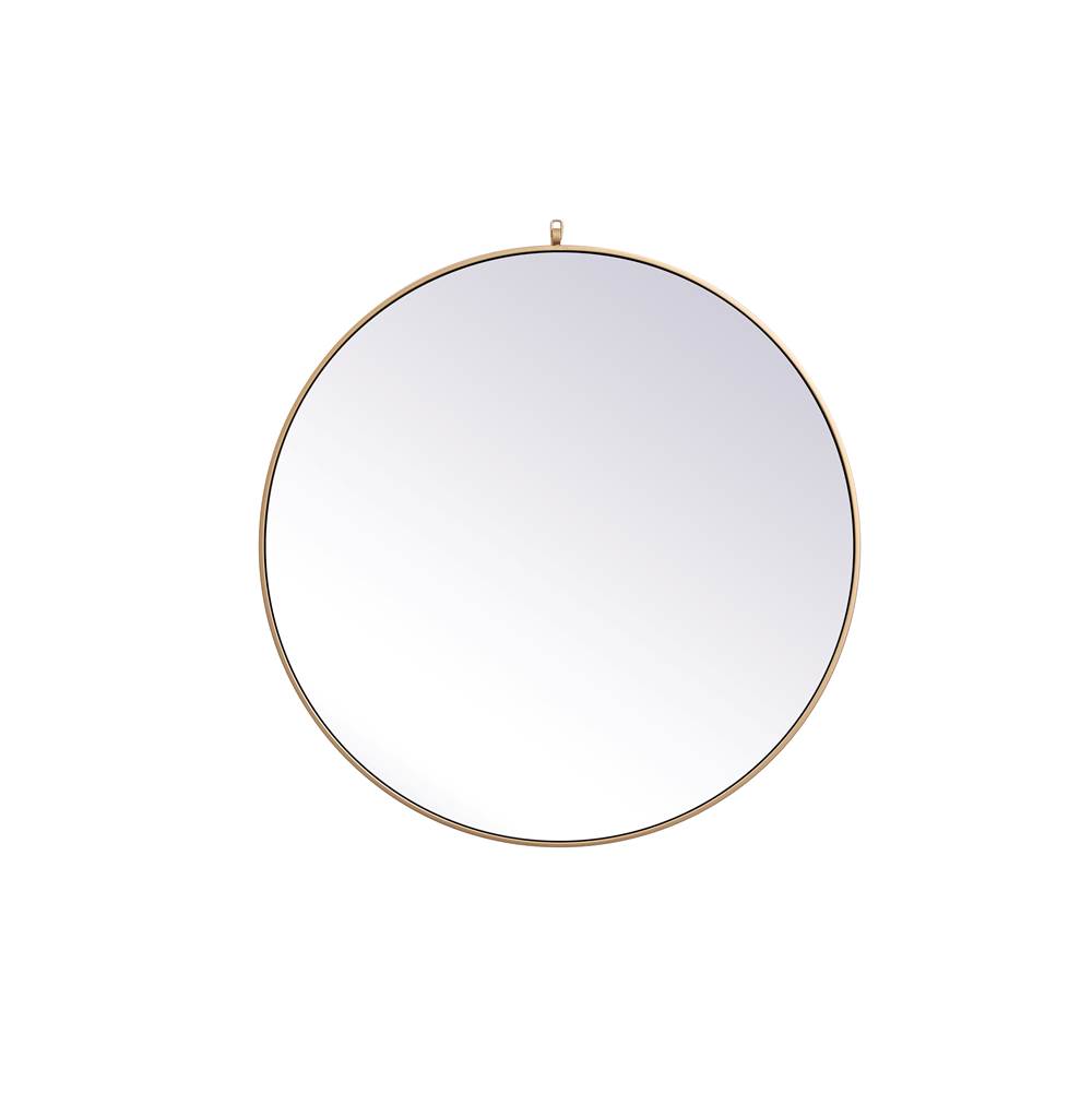 Elegant Lighting Metal Frame Round Mirror With Decorative Hook 39 Inch In Brass