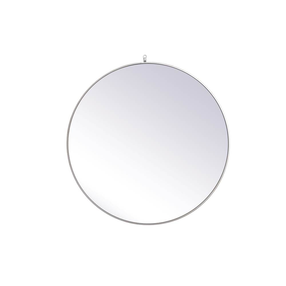 Elegant Lighting Metal Frame Round Mirror With Decorative Hook 39 Inch In Silver