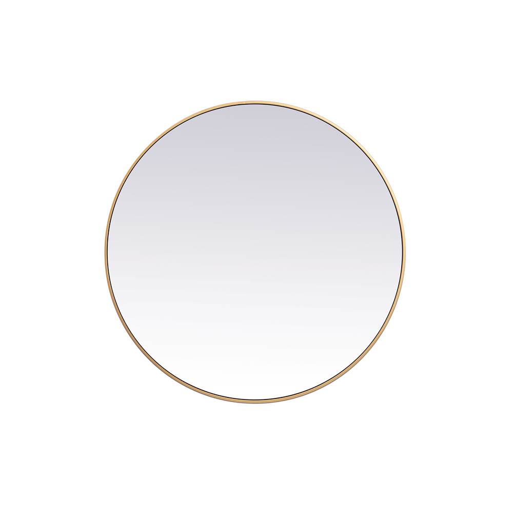 Elegant Lighting Metal Frame Round Mirror 39 Inch In Brass