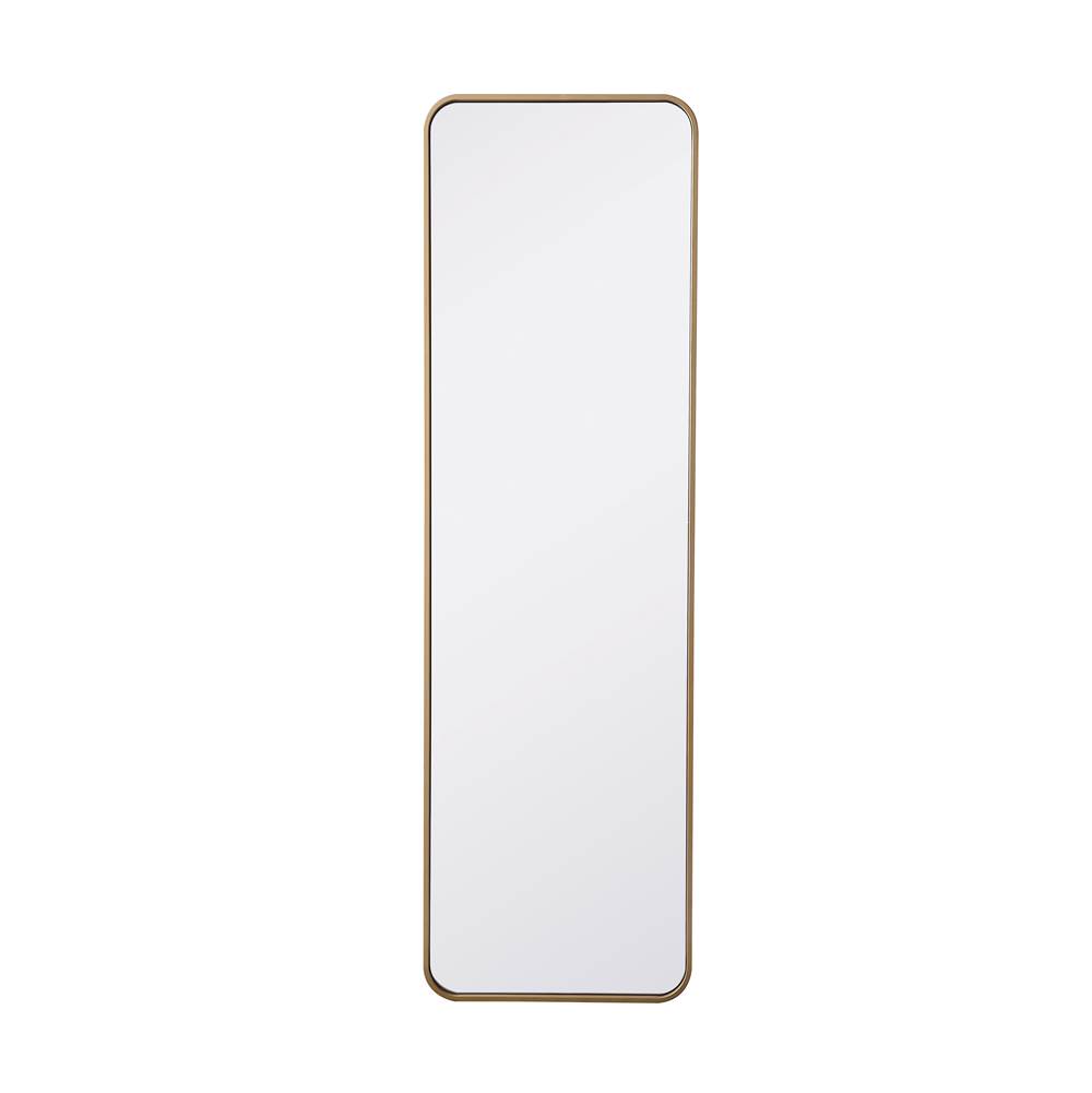 Elegant Lighting Evermore Soft Corner Metal Rectangular Mirror 18X60 Inch In Brass