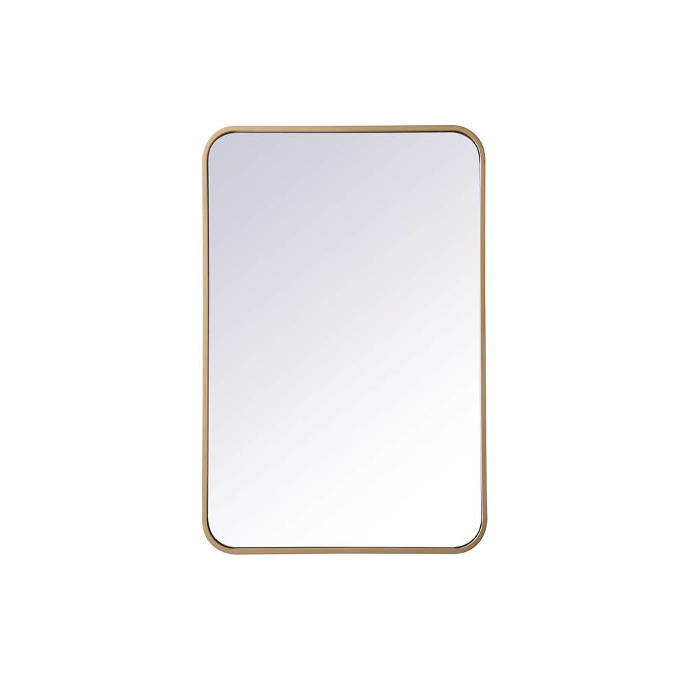 Elegant Lighting Evermore Soft Corner Metal Rectangular Mirror 20X30 Inch In Brass