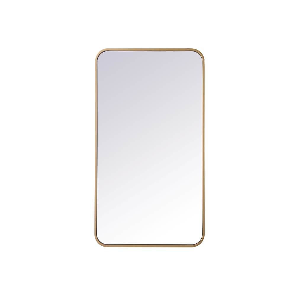 Elegant Lighting Evermore Soft Corner Metal Rectangular Mirror 20X36 Inch In Brass