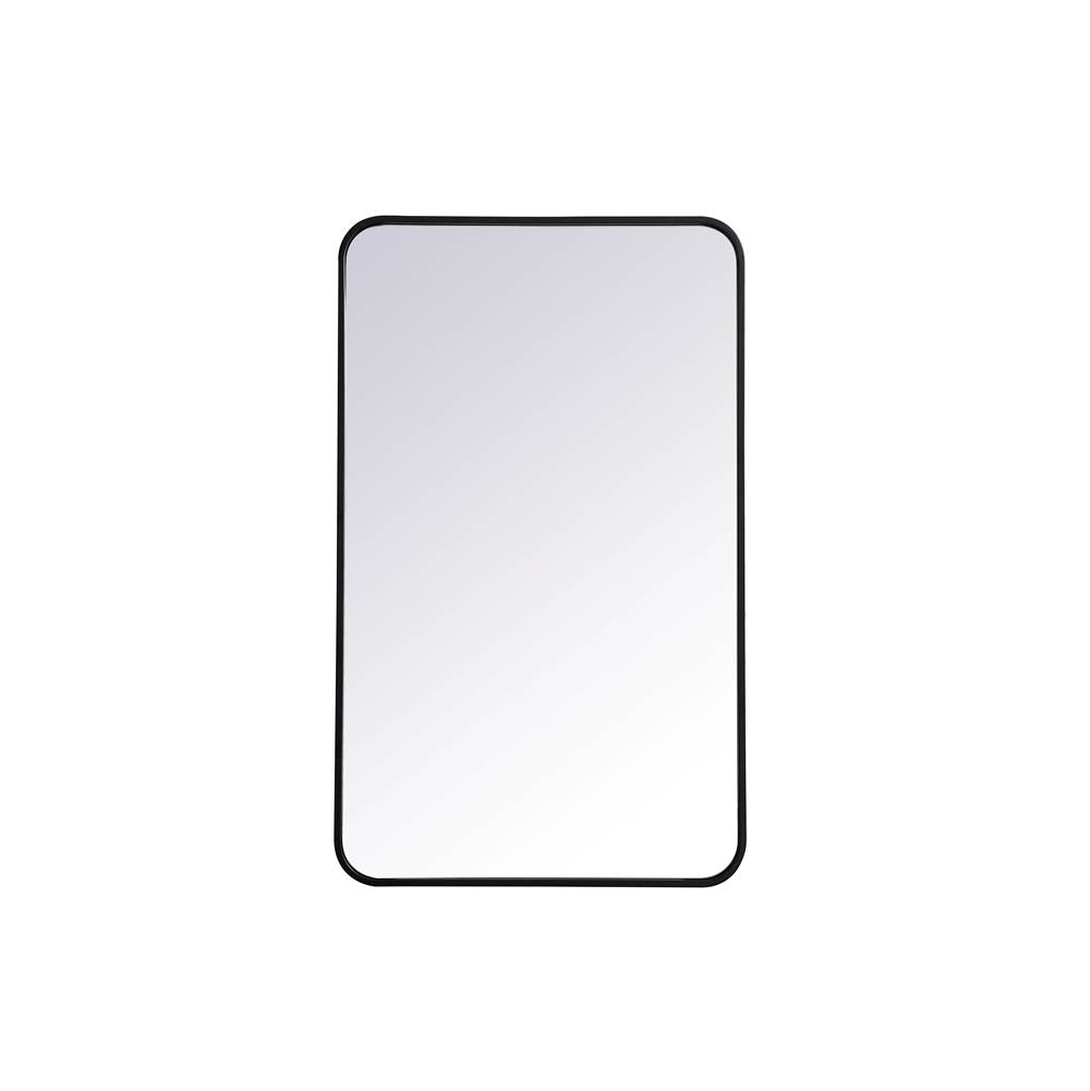 Elegant Lighting Evermore Soft Corner Metal Rectangular Mirror 22X36 Inch In Black