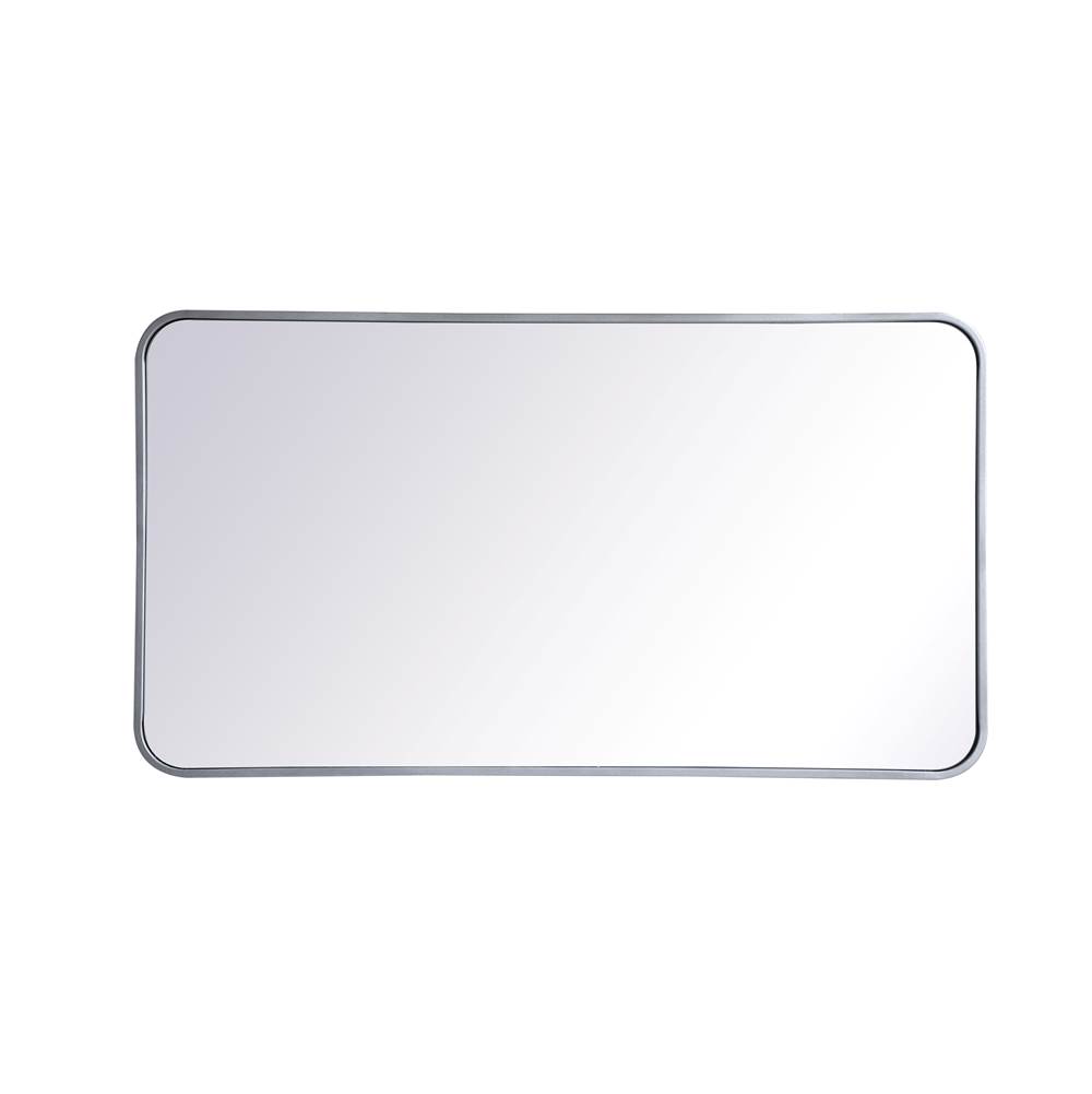 Elegant Lighting Evermore Soft Corner Metal Rectangular Mirror 22X40 Inch In Silver