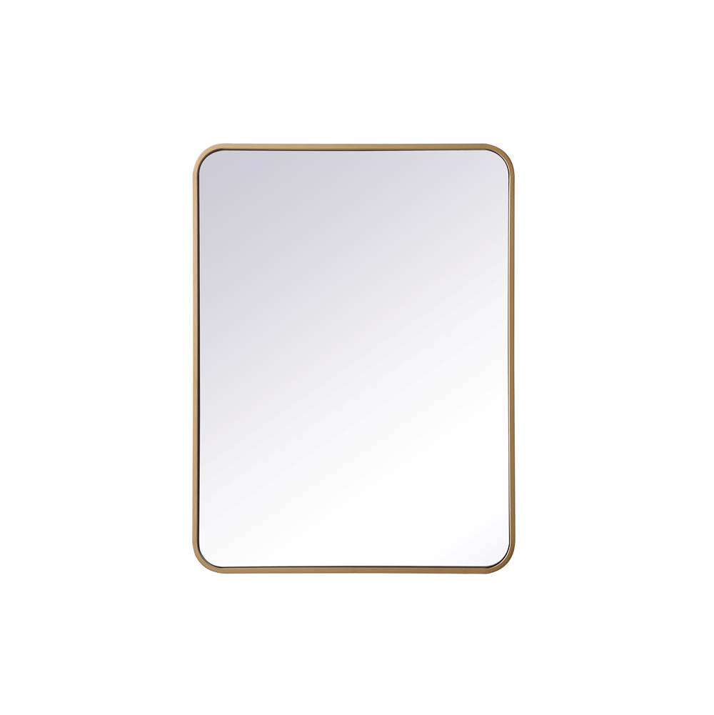 Elegant Lighting Evermore Soft Corner Metal Rectangular Mirror 24X32 Inch In Brass