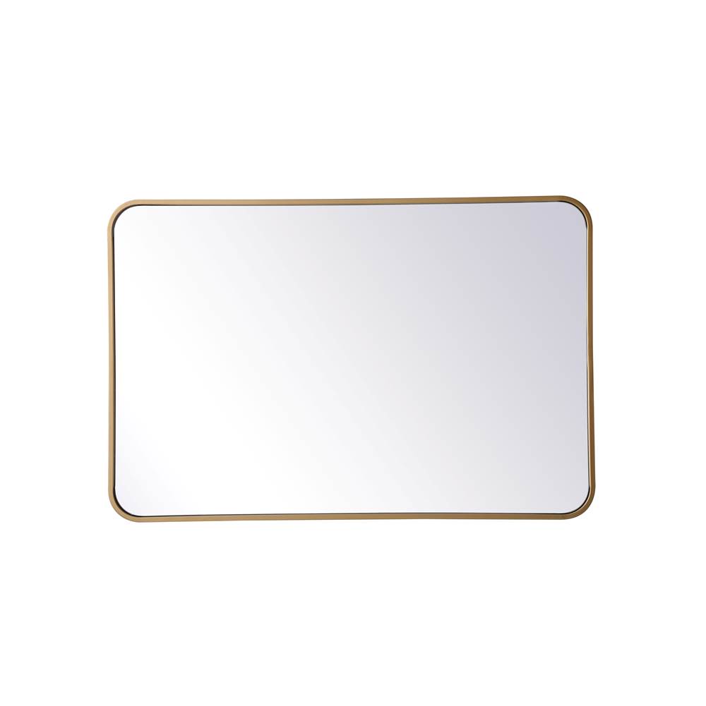 Elegant Lighting Evermore Soft Corner Metal Rectangular Mirror 24X36 Inch In Brass