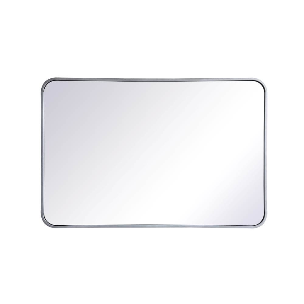 Elegant Lighting Evermore Soft Corner Metal Rectangular Mirror 24X36 Inch In Silver