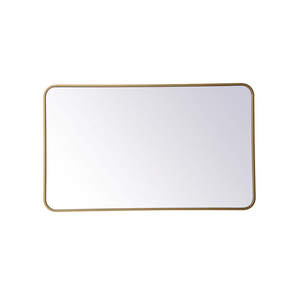 Elegant Lighting Evermore Soft Corner Metal Rectangular Mirror 24X40 Inch In Brass