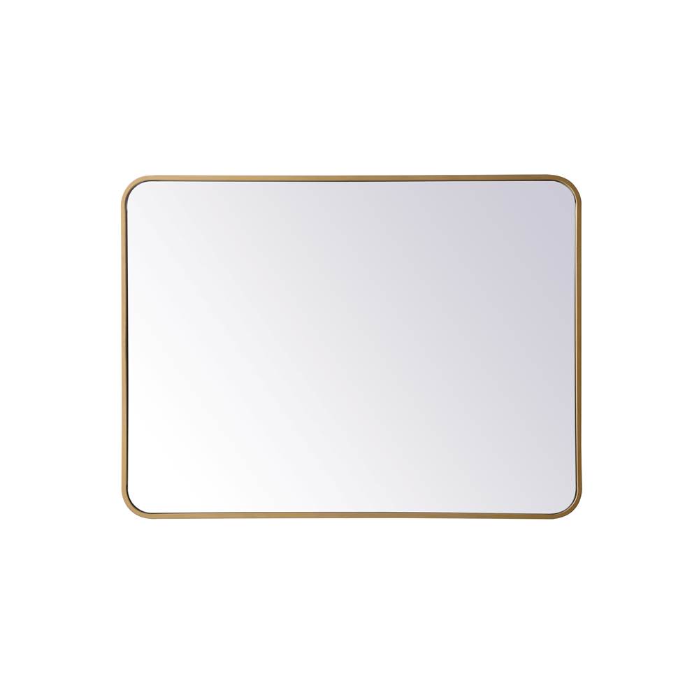 Elegant Lighting Evermore Soft Corner Metal Rectangular Mirror 27X36 Inch In Brass