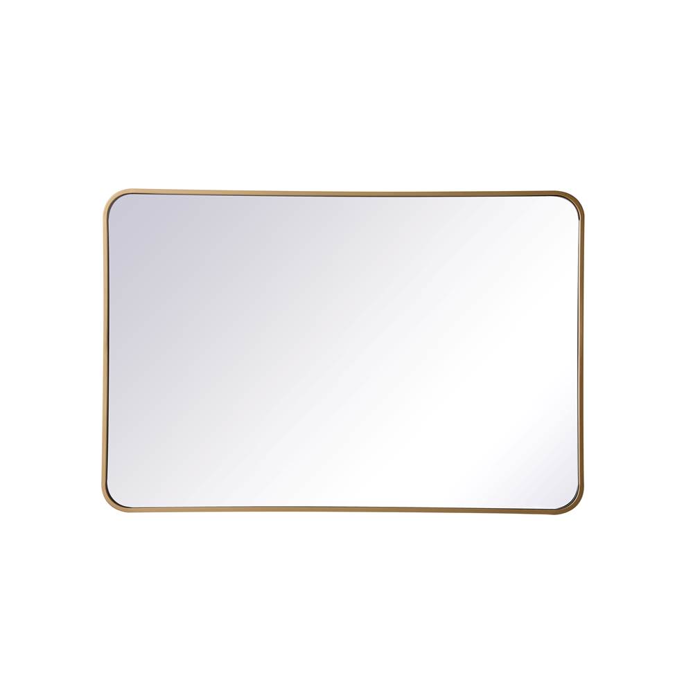 Elegant Lighting Evermore Soft Corner Metal Rectangular Mirror 27X40 Inch In Brass