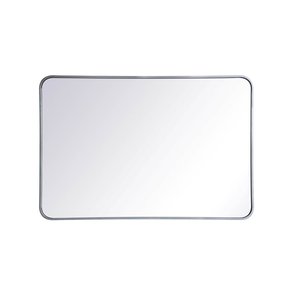 Elegant Lighting Evermore Soft Corner Metal Rectangular Mirror 27X40 Inch In Silver