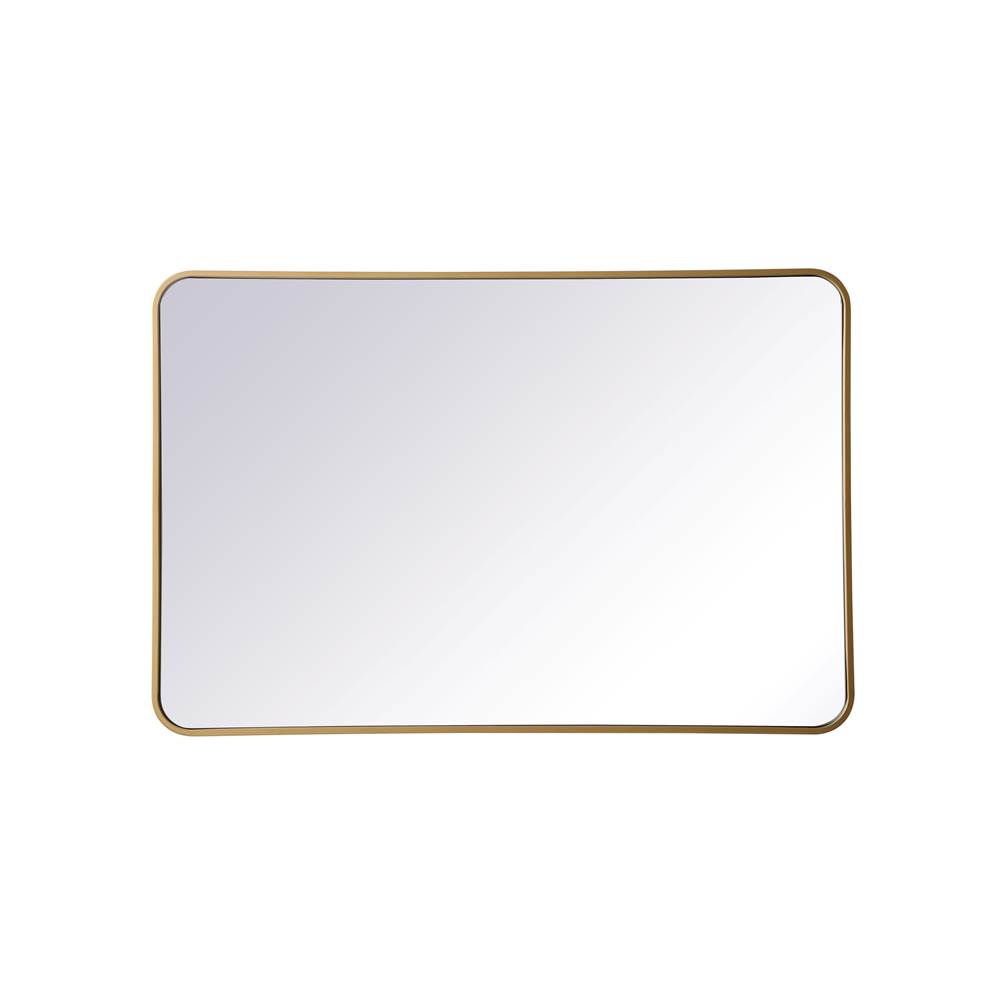 Elegant Lighting Evermore Soft Corner Metal Rectangular Mirror 28X42 Inch In Brass