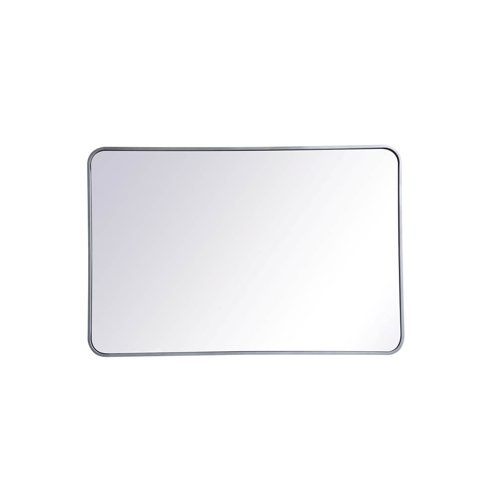 Elegant Lighting Evermore Soft Corner Metal Rectangular Mirror 28X42 Inch In Silver