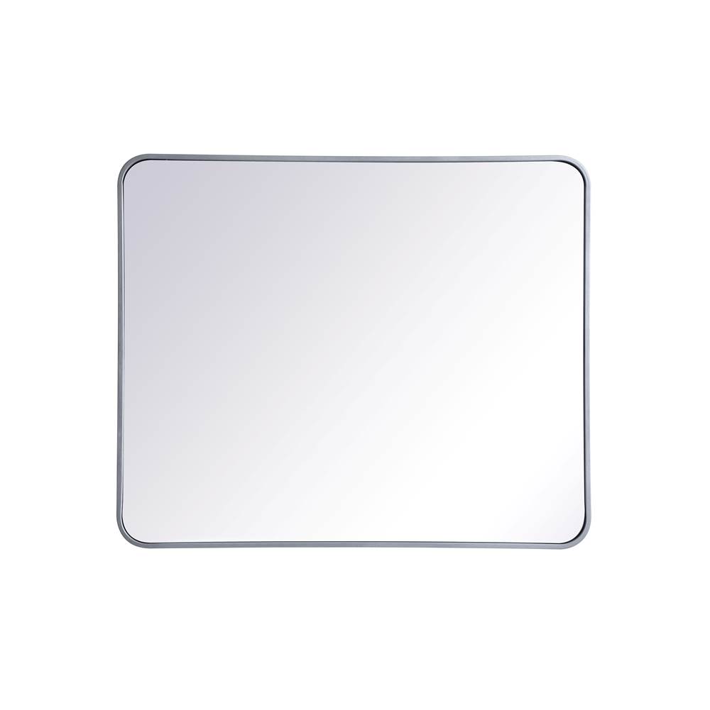 Elegant Lighting Evermore Soft Corner Metal Rectangular Mirror 30X36 Inch In Silver
