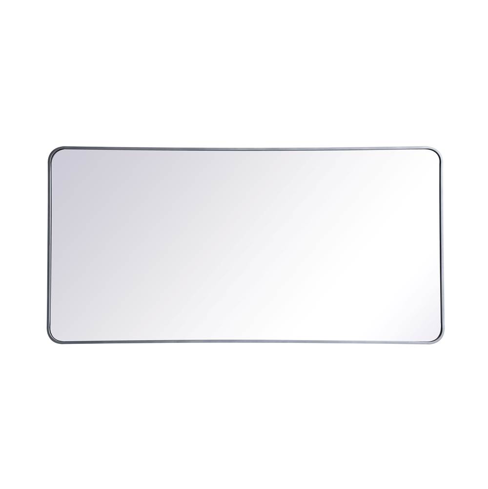 Elegant Lighting Evermore Soft Corner Metal Rectangular Mirror 30X60 Inch In Silver