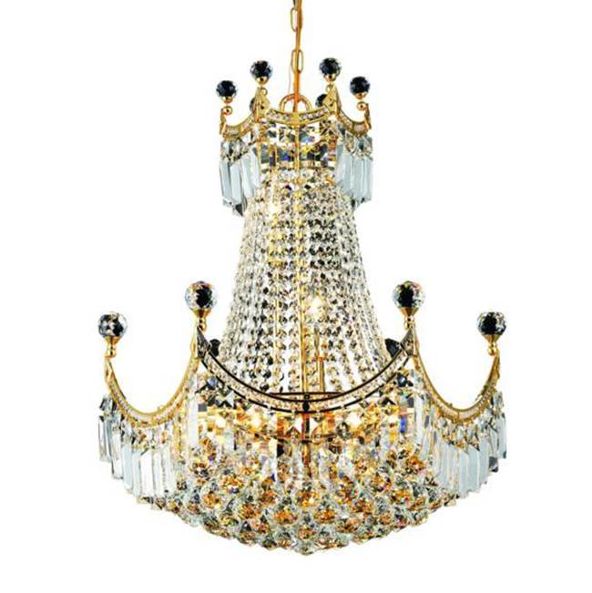 Elegant Lighting Corona 9 Light Gold Chandelier Clear Royal Cut Crystal
