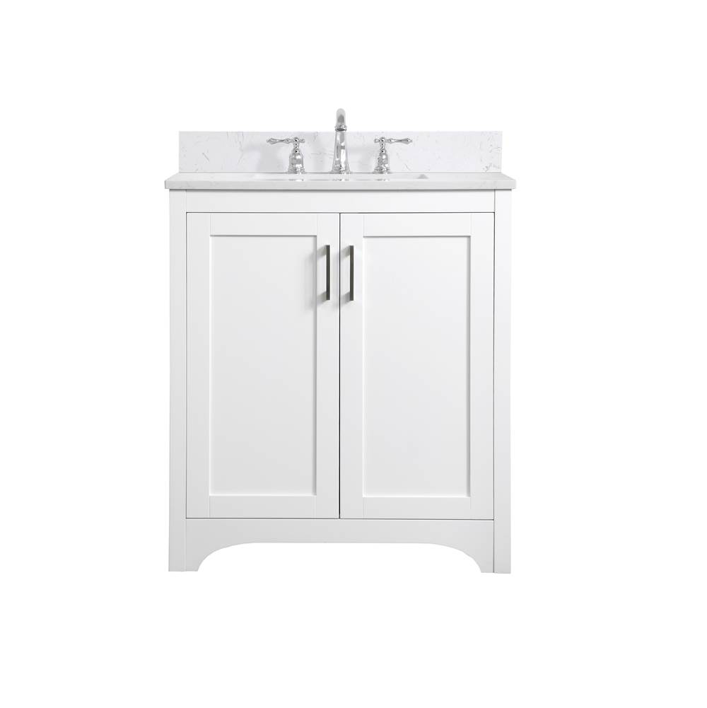 Elegant Lighting Moore 30 Inch Single Bathroom Vanity In White With Backsplash