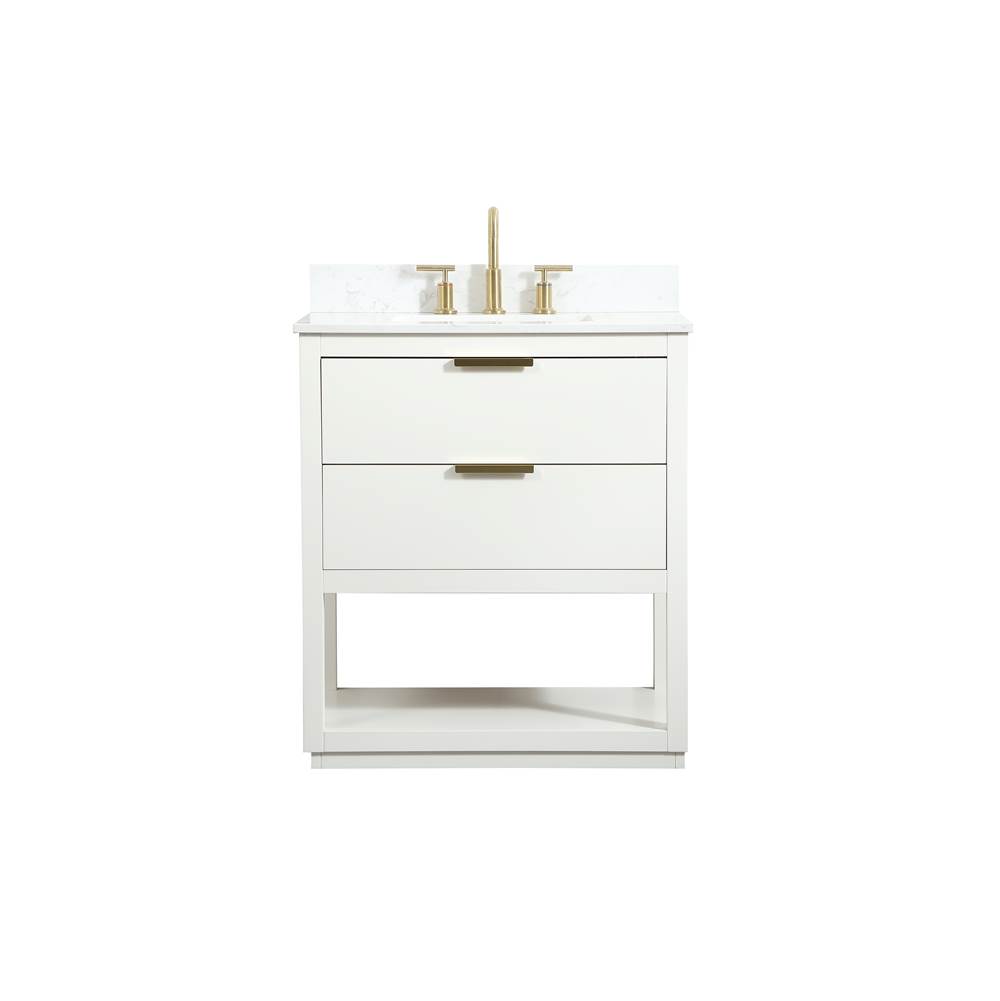 Elegant Lighting Larkin 30 Inch Single Bathroom Vanity In White With Backsplash