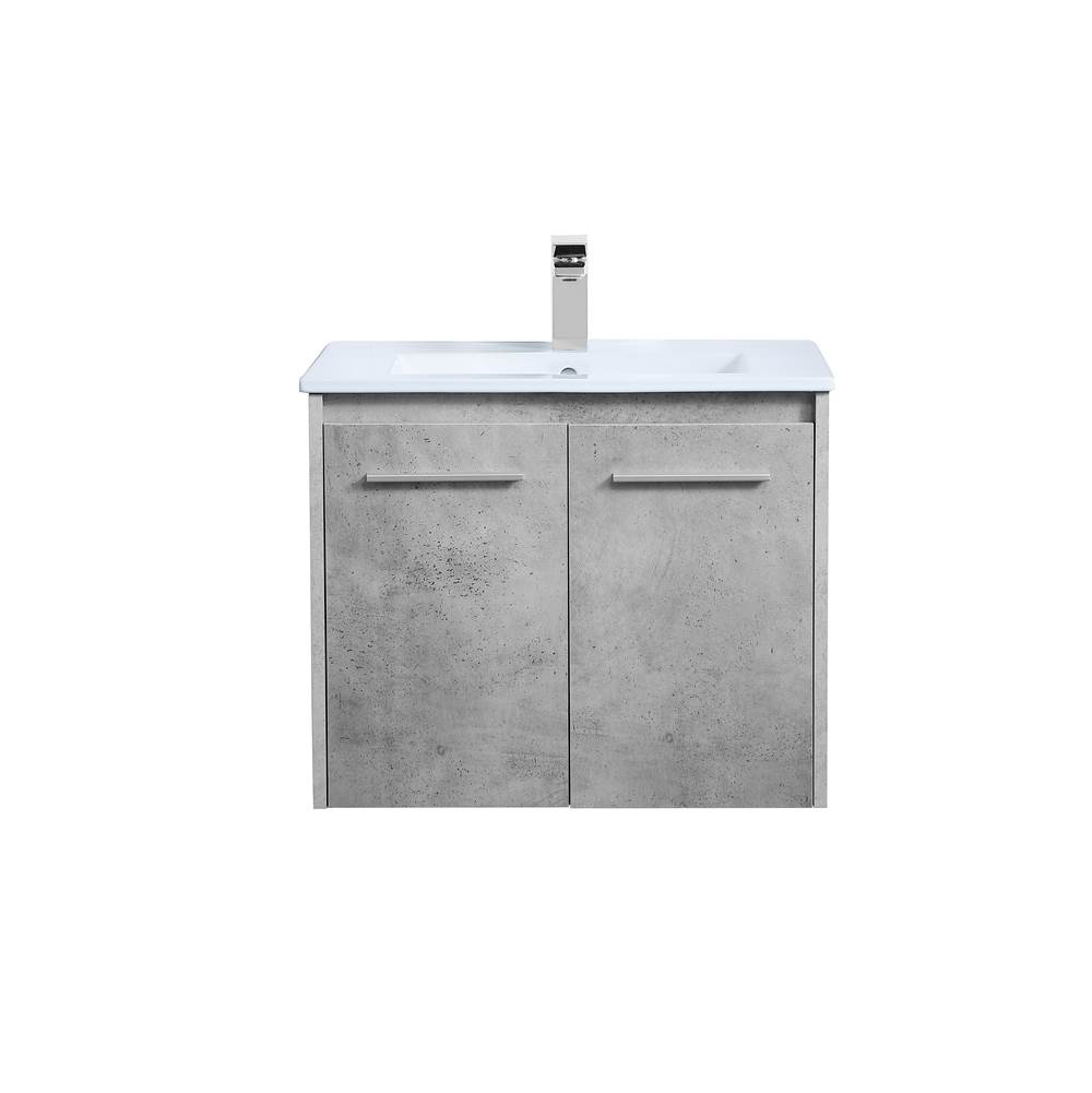 Elegant Lighting 24 Inch Single Bathroom Floating Vanity In Concrete Grey