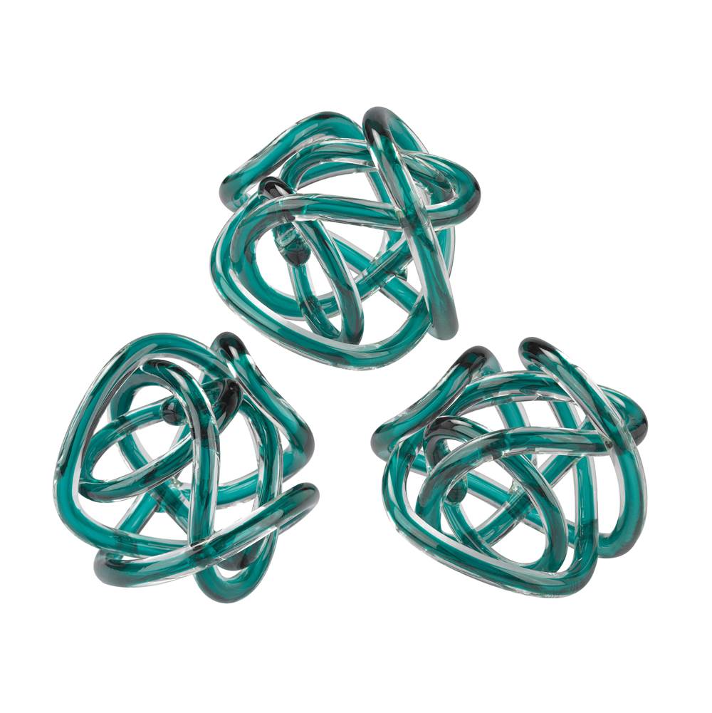 Elk Home Glass Knots - Set of 3 Aqua