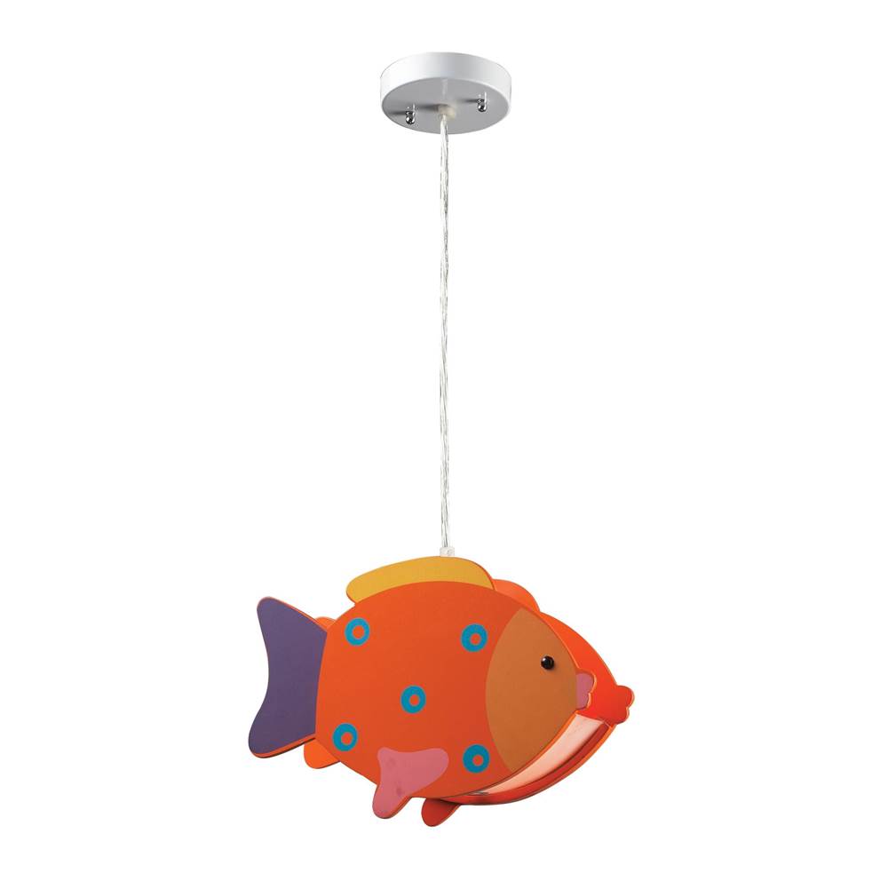 Elk Home Novelty 1-Light Mini Pendant With Orange Fish Motif