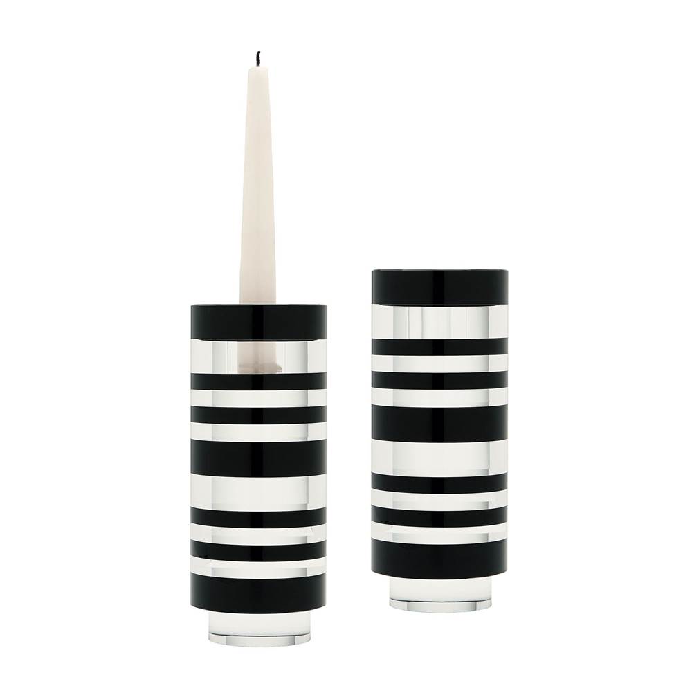 Elk Home Tuxedo Sliced Crystal Candleholders (Set of 2) - Small
