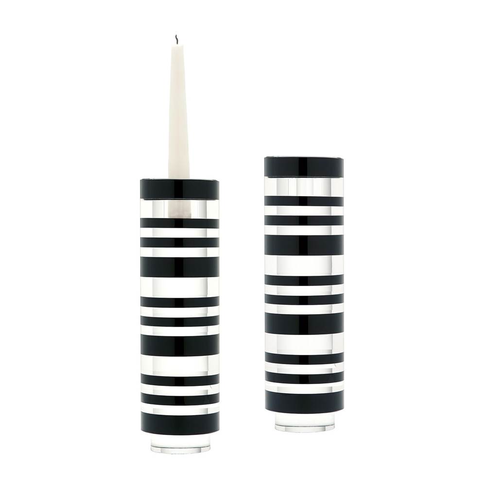 Elk Home Tuxedo Sliced Crystal Candleholders (Set of 2) - Large