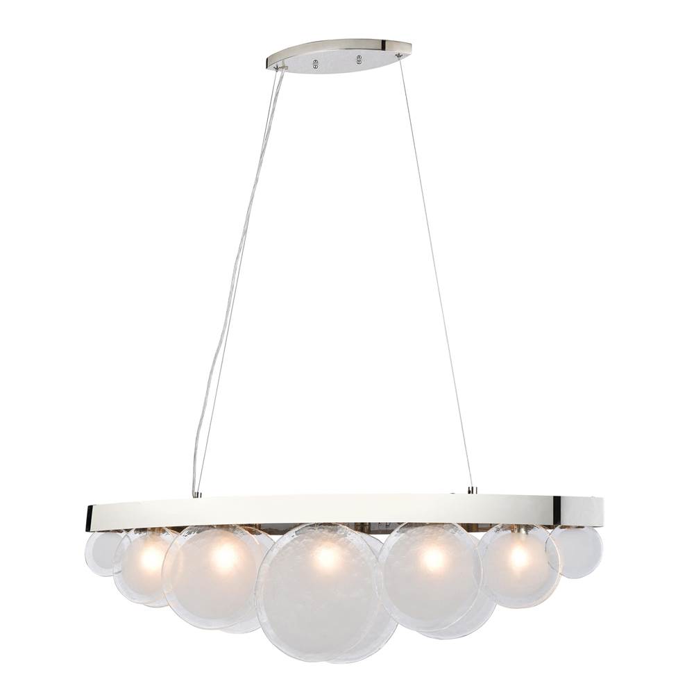 Elk Home Zoetrope 5-Light Linear Chandelier in Polished Chrome and White and Clear