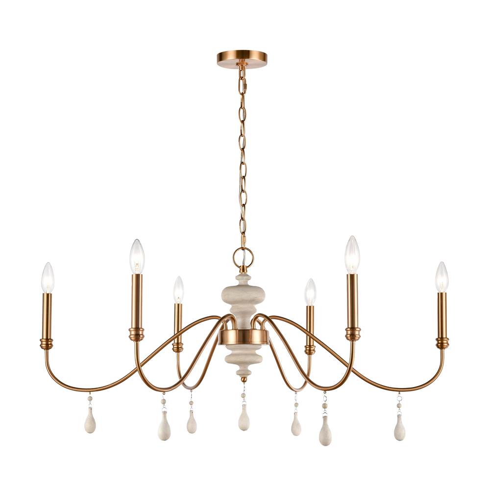 Elk Home French Connection 38'' Wide 6-Light Chandelier - Satin Brass
