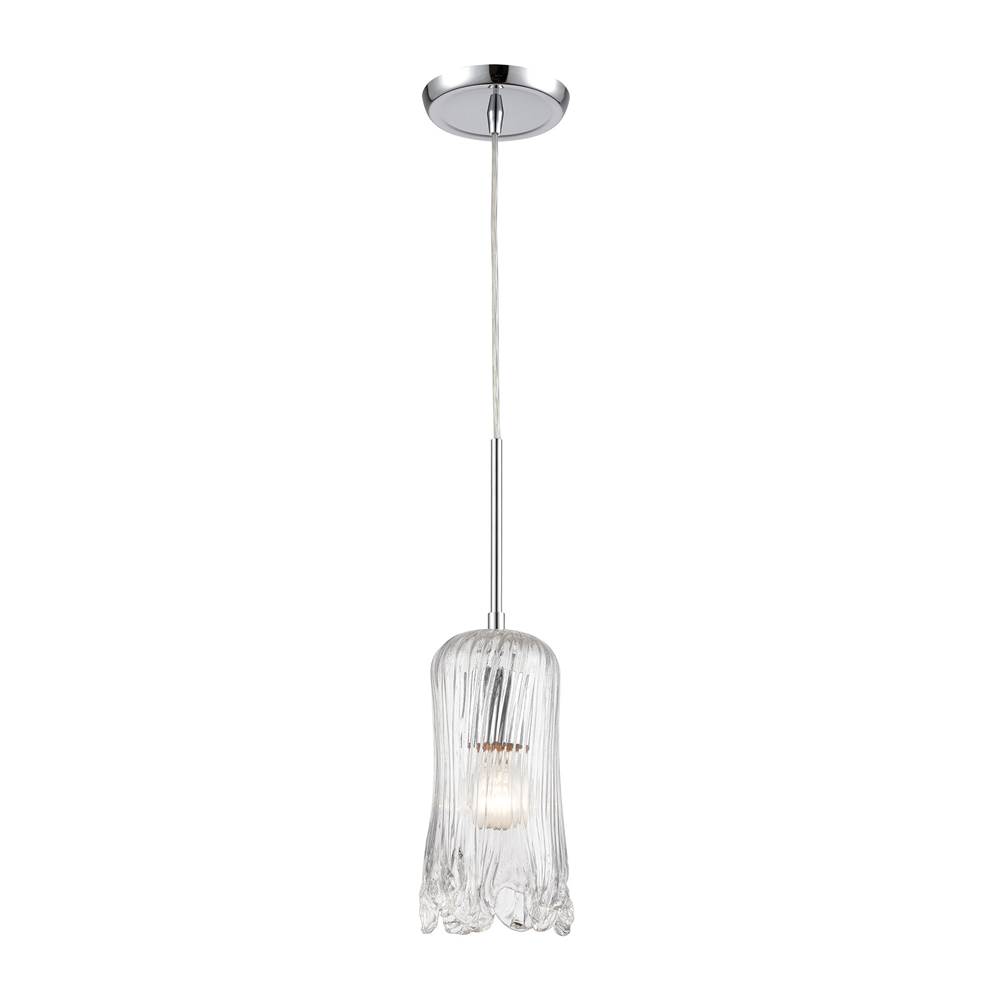 Elk Lighting Hand Formed Glass 1-Light Mini Pendant in Polished Chrome With Clear Hand Formed Glass