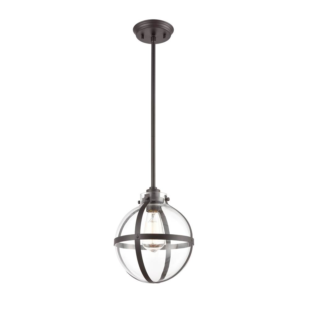 Elk Lighting Cusp 1-Light Mini Pendant in Oil Rubbed Bronze With Clear Glass