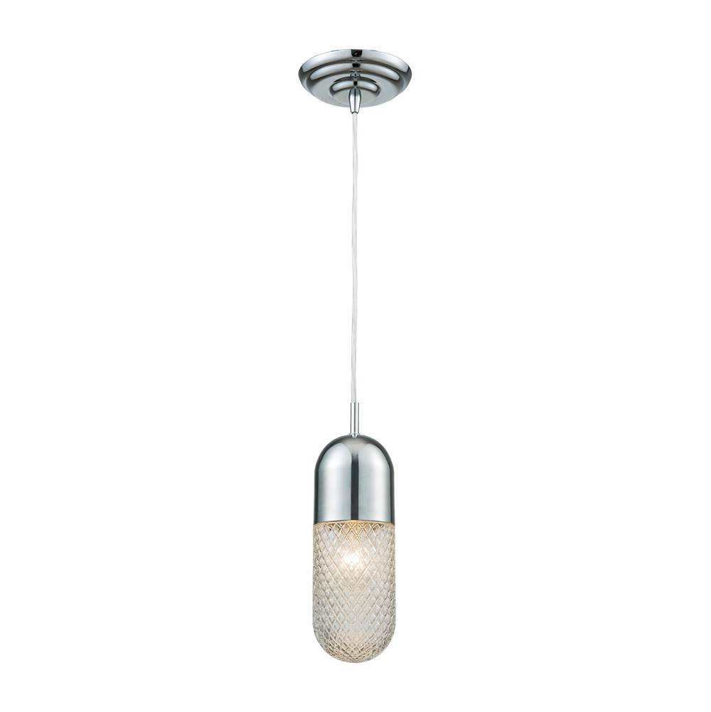 Elk Lighting Capsula 1-Light Mini Pendant in Polished Chrome With Clear Textured Glass
