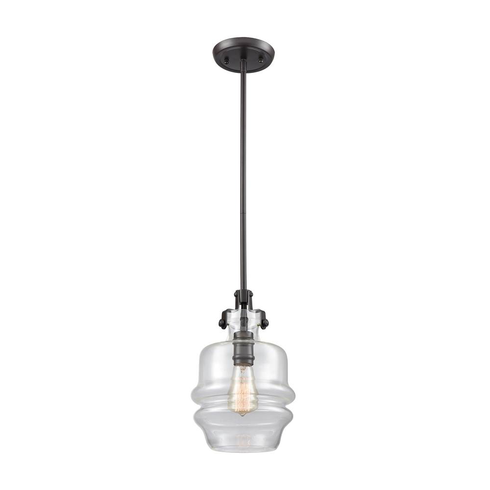 Elk Lighting Zumbia 1-Light Mini Pendant in Oil Rubbed Bronze With Clear Glass