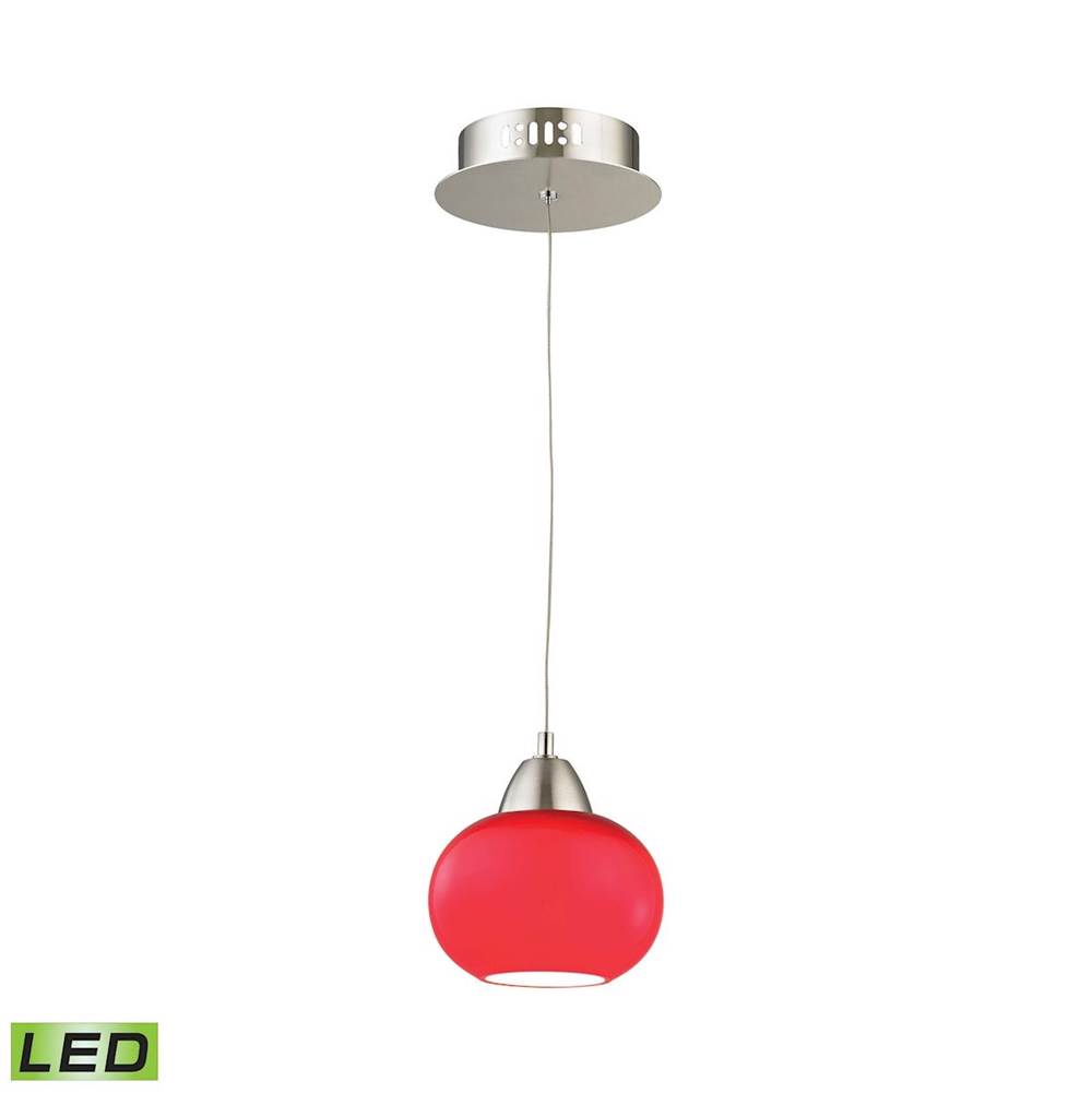 Elk Lighting Ciotola Single LED Pendant Complete With Red Glass Shade and Holder