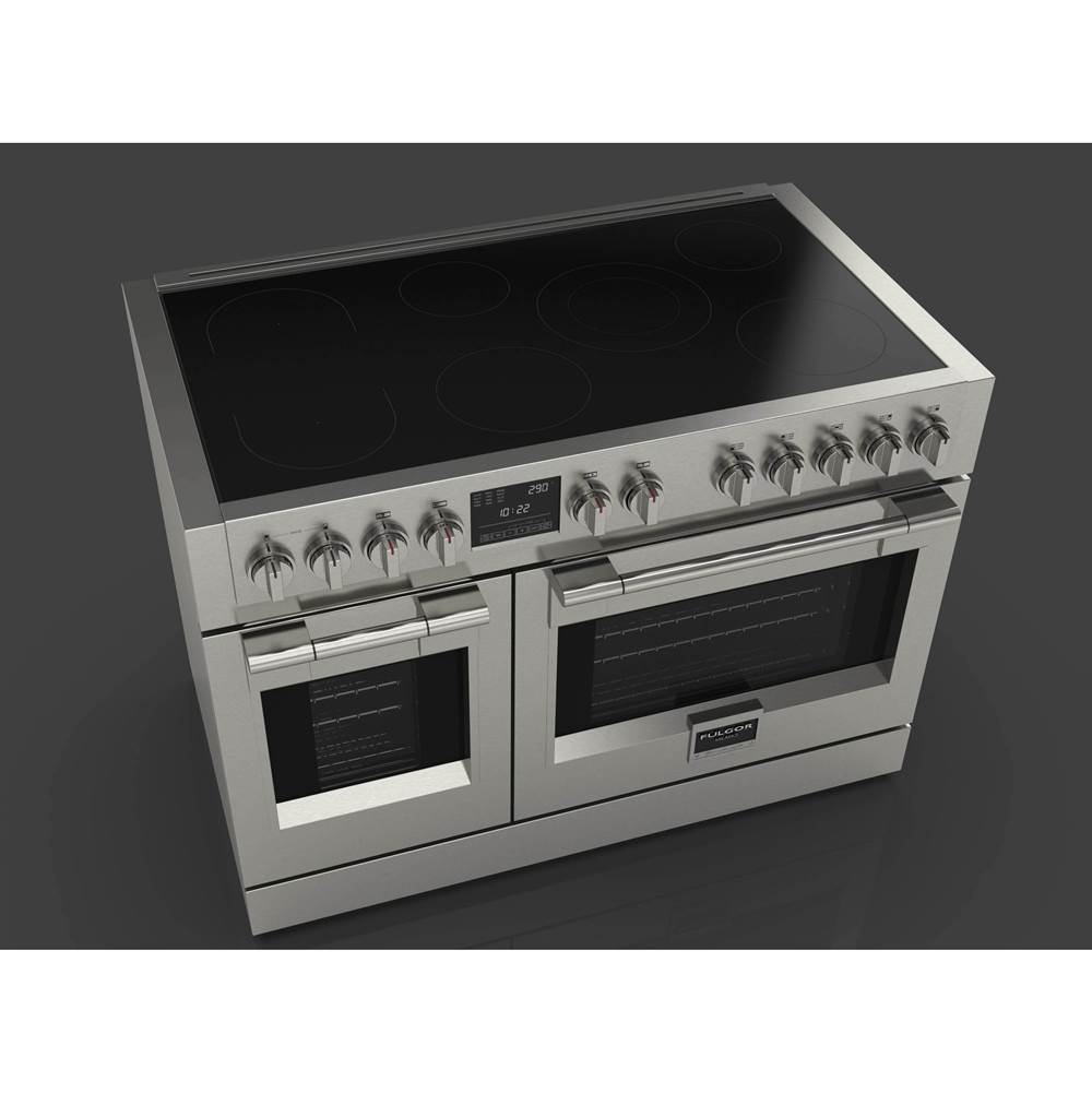 Fulgor Milano 48'' 600 Sofia Pro Series Freestanding Professional 7 Burner Induction Range (5 Zones With 2 Zone Bridge) With And Soft-Closing Door Device