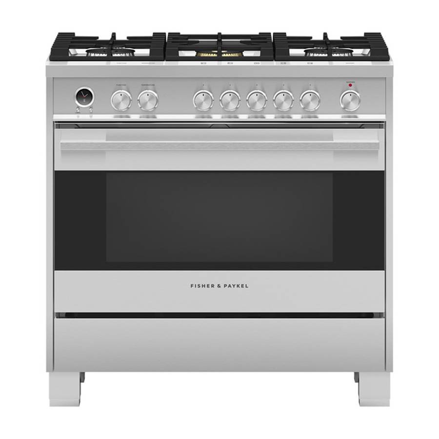Fisher & Paykel 36'' Contemporary Dual Fuel Range, 5 Burner, Self-Cleaning, Stainless Steel - OR36SDG6X1
