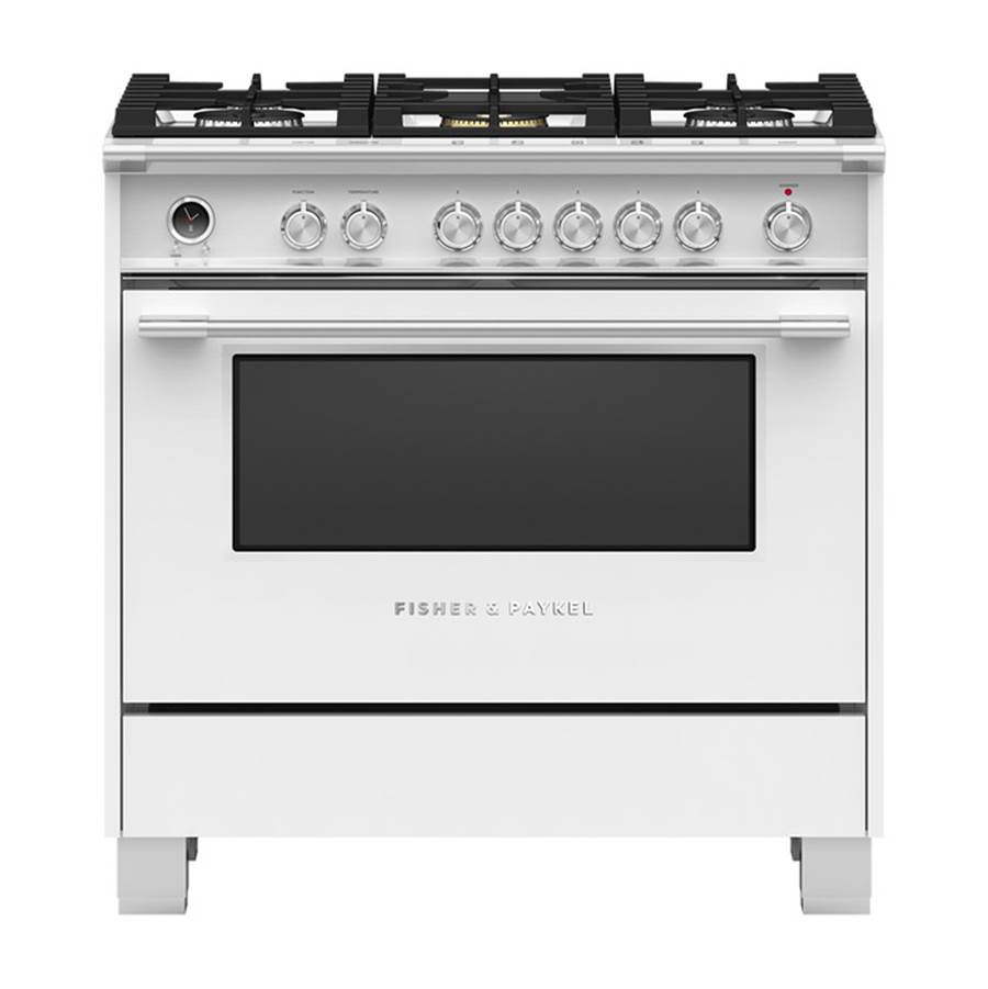 Fisher & Paykel 36'' Classic Dual Fuel Range, 5 Burner, Self-cleaning, White - OR36SCG6W1