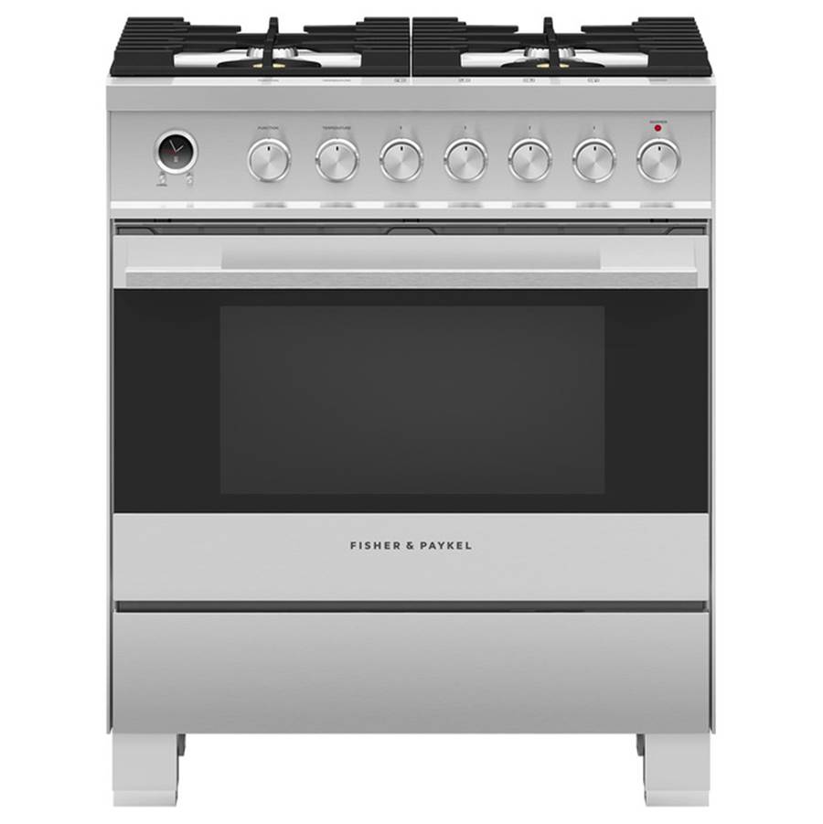 Fisher & Paykel 30'' Contemporary Dual Fuel Range, 4 Burner, Self-cleaning, Stainless Steel - OR30SDG6X1