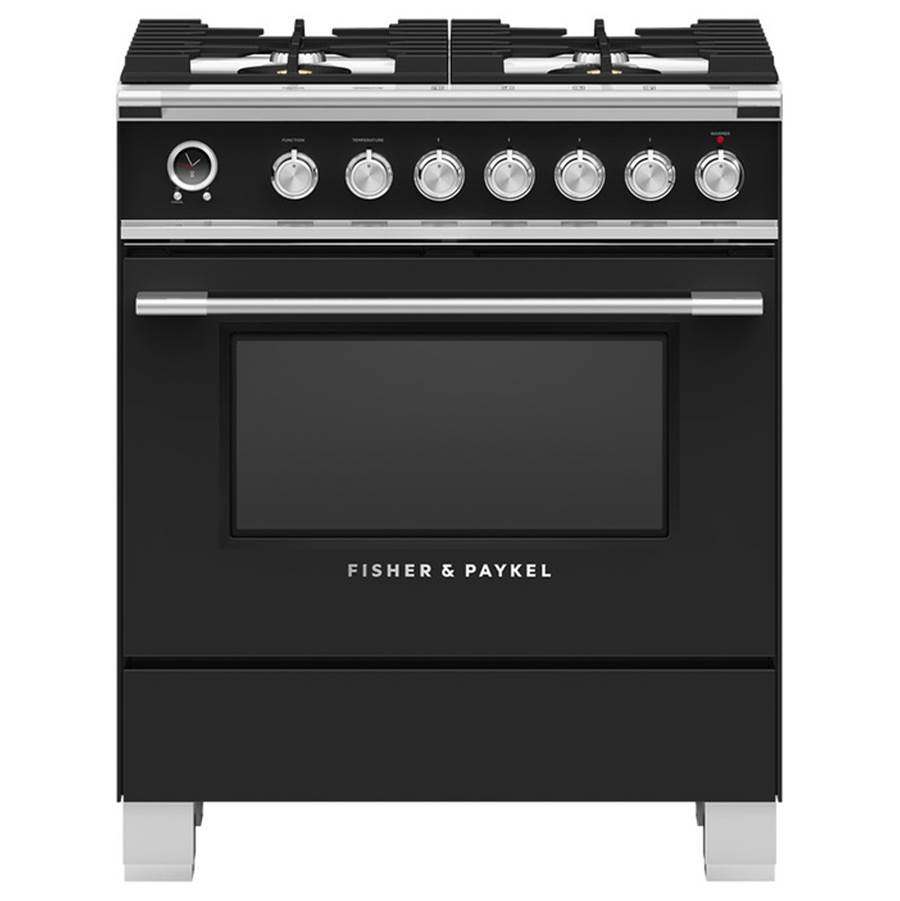 Fisher & Paykel 30'' Classic Dual Fuel Range, 4 Burner, Self-cleaning, Black  - OR30SCG6B1