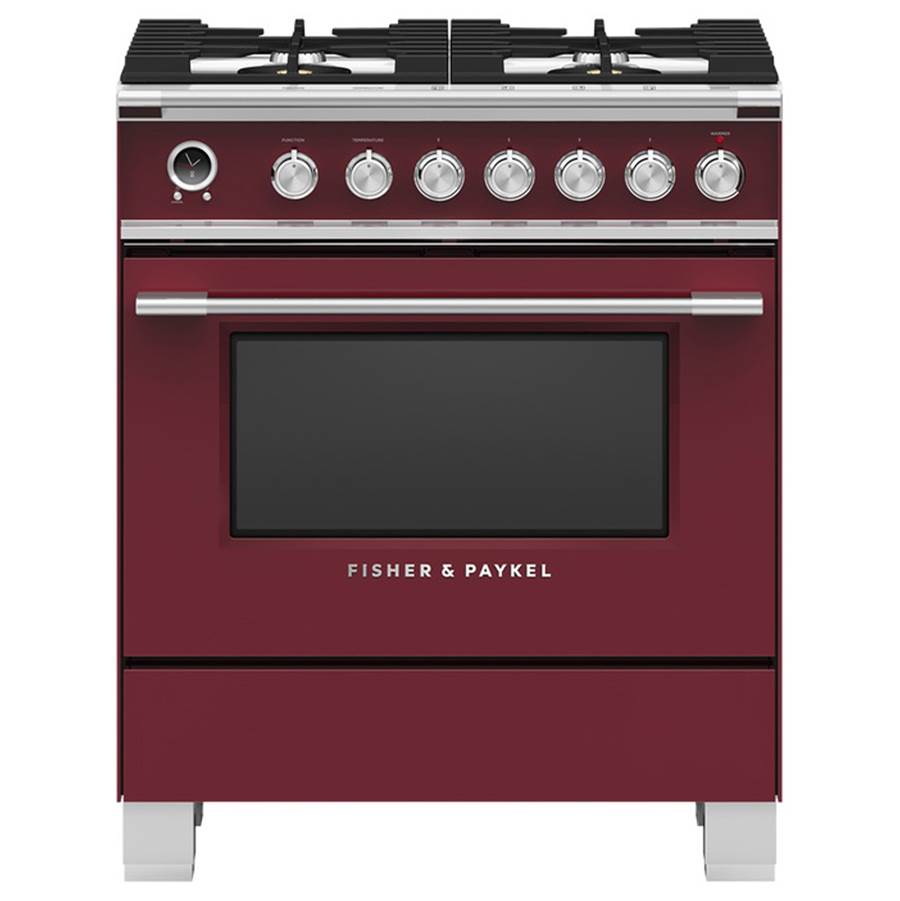 Fisher & Paykel 30'' Classic Dual Fuel Range, 4 Burner, Self-cleaning, Red - OR30SCG6R1
