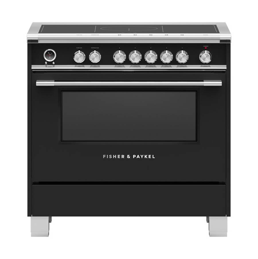 Fisher & Paykel 36'' Classic Induction Range, 5 Zone with SmartZone, Self-cleaning, Black - OR36SCI6B1