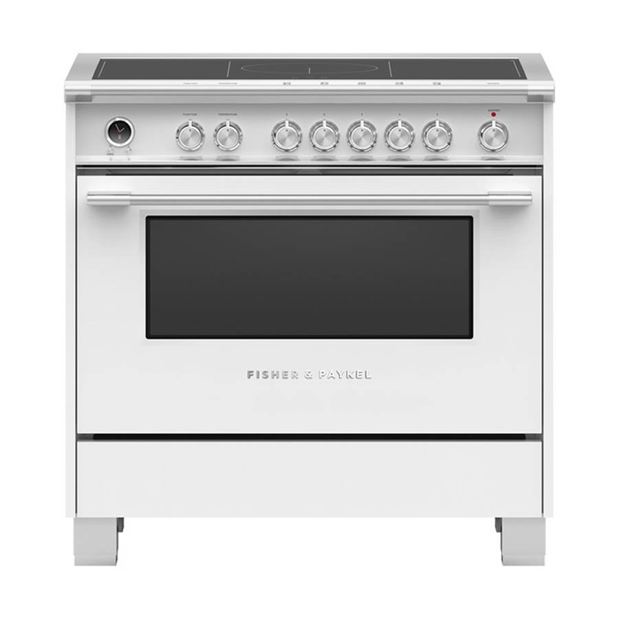 Fisher & Paykel 36'' Classic Induction Range, 5 Zone with SmartZone, Self-cleaning, White - OR36SCI6W1