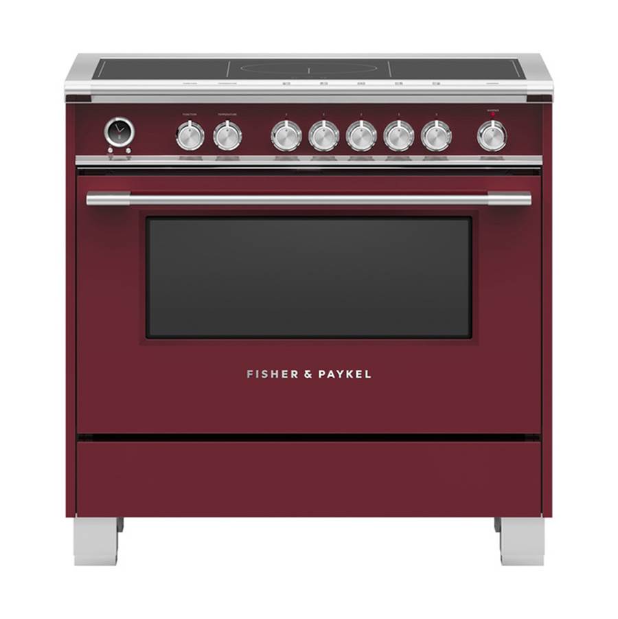 Fisher & Paykel 36'' Classic Induction Range, 5 Zone with SmartZone, Self-cleaning, Red - OR36SCI6R1