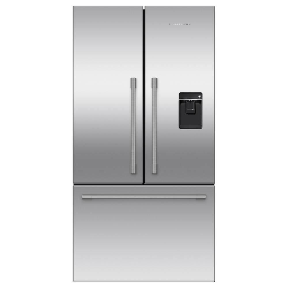 Fisher & Paykel 36'' French Door Refrigerator Freezer, Stainless Steel, 20.1 cu ft, Ice and External Water, Counter Depth, Pro Round Flush Handle