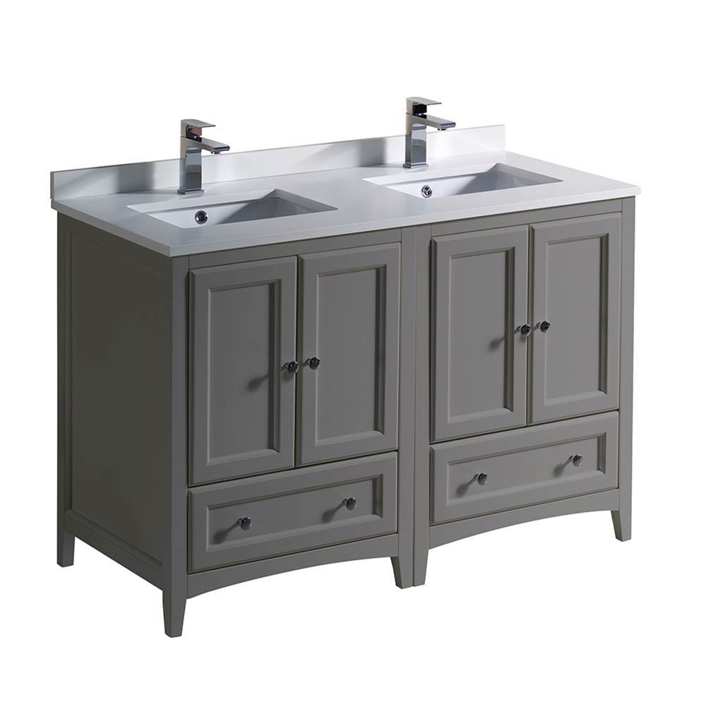 Fresca Bath Fresca Oxford 48'' Gray Traditional Double Sink Bathroom Cabinets w/ Top & Sinks
