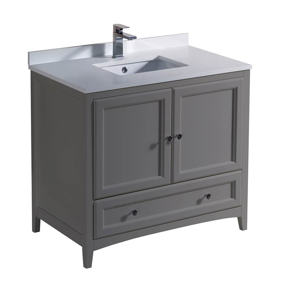 Fresca Bath Fresca Oxford 36'' Gray Traditional Bathroom Cabinet w/ Top & Sink