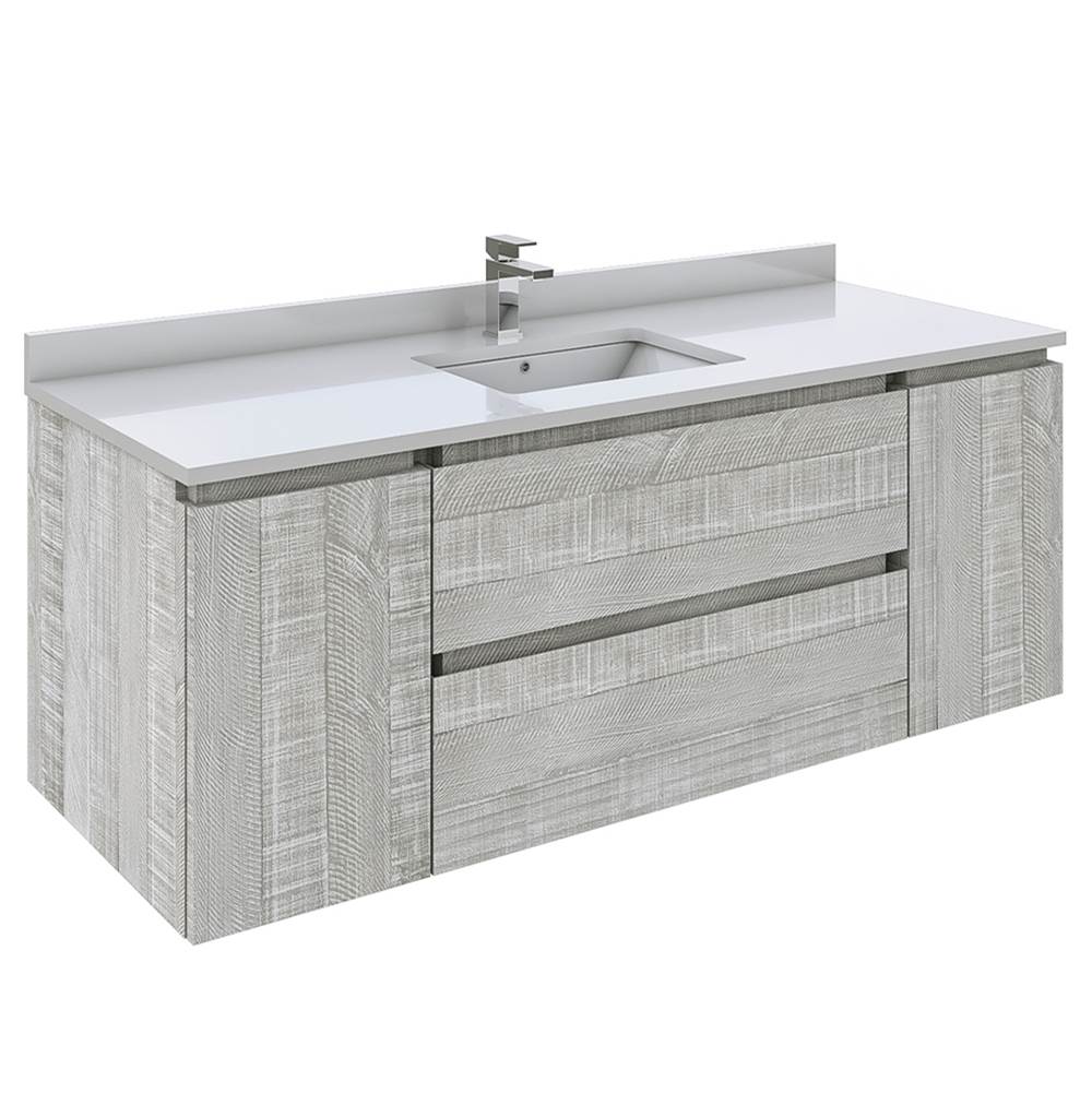 Fresca Bath Formosa 54'' Wall Hung Modern Bathroom Cabinet w/ Top & Sink in Ash