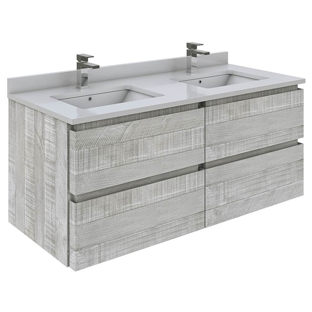 Fresca Bath Formosa 48'' Wall Hung Double Sink Modern Bathroom Cabinet w/ Top & Sinks in Ash