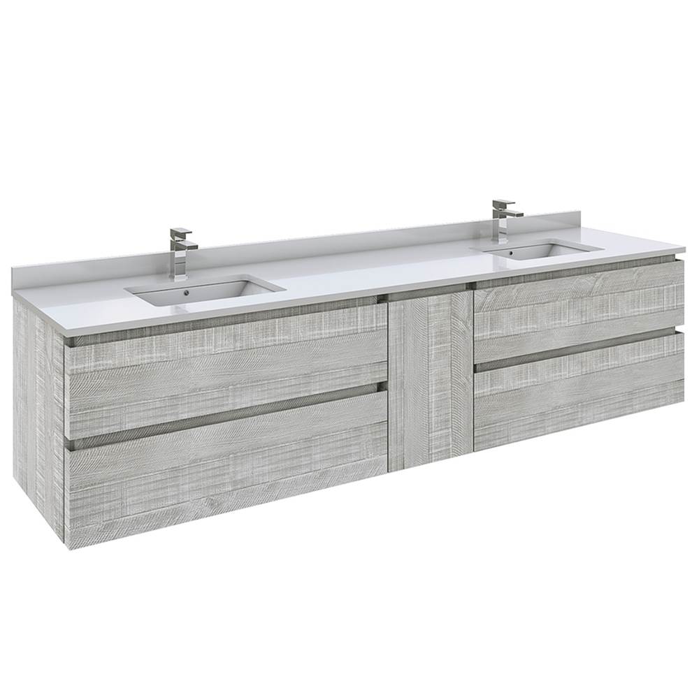Fresca Bath Formosa 84'' Wall Hung Double Sink Modern Bathroom Cabinet w/ Top & Sinks in Ash