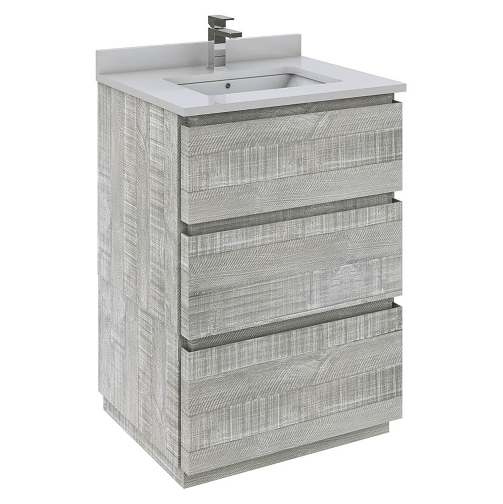 Fresca Bath Formosa 24'' Floor Standing Modern Bathroom Cabinet w/ Top & Sink in Ash